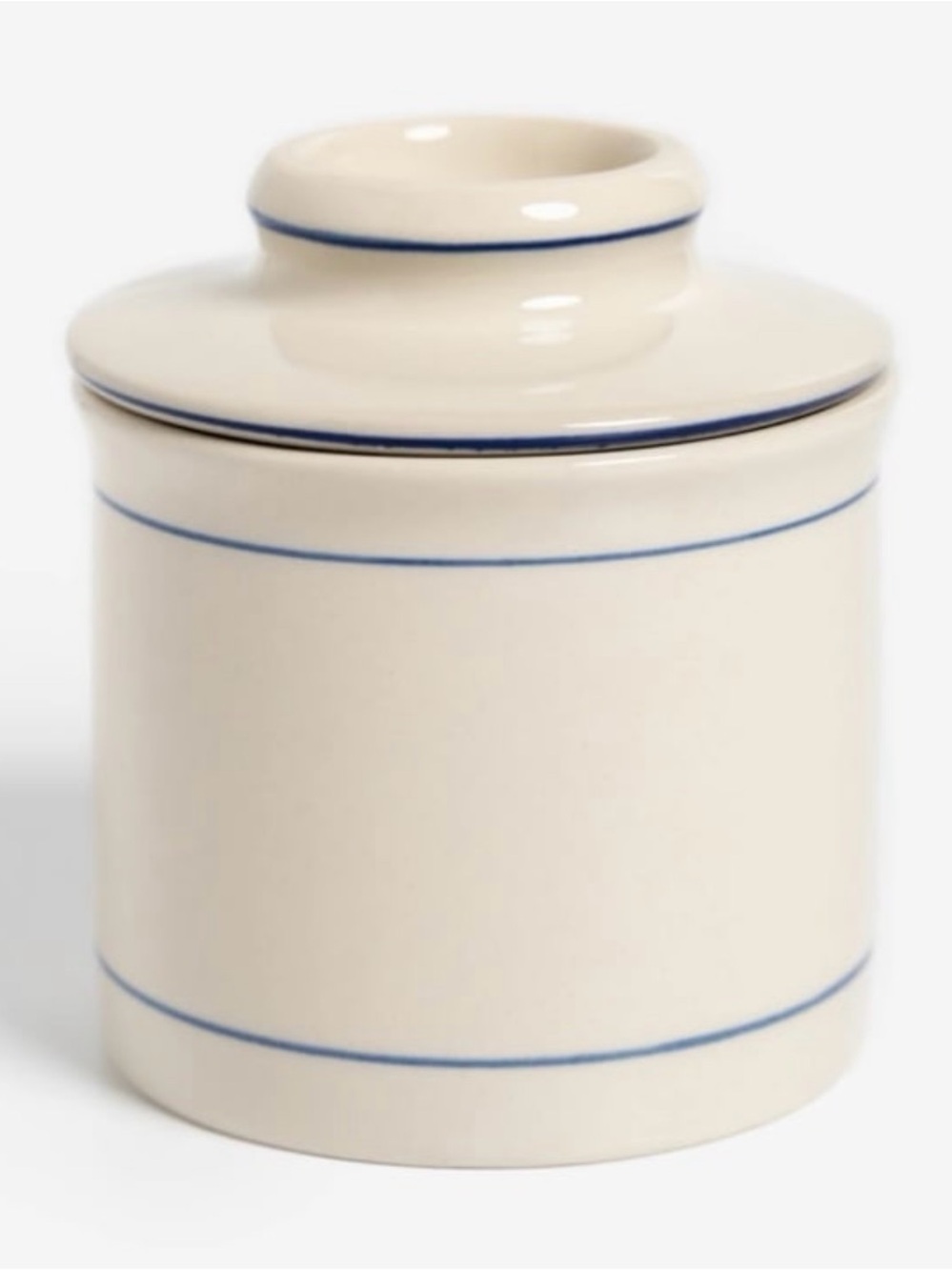 Norpro White Porcelain Butter Crock Keeper, Blue, Dishwasher Safe,